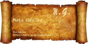 Matz Géza névjegykártya